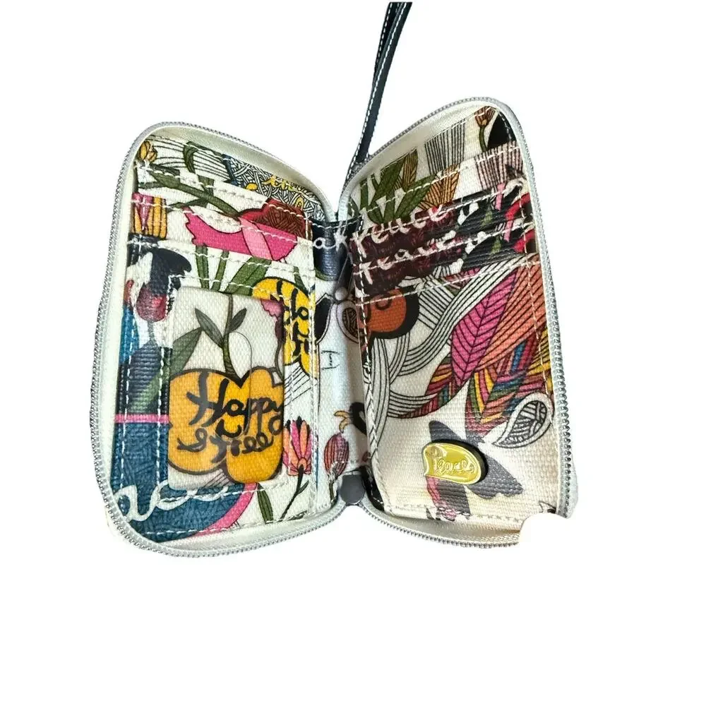 Sak Root Wristlet Wallet Clutch Artist Circle Peace Bird Floral Sketch Artsy Y2K